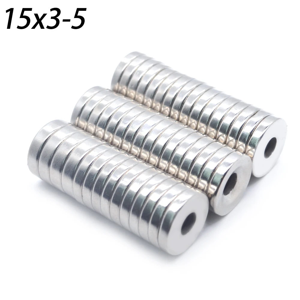 1-5000 PCS 15X3-5mm N35 NdFeB Diameter Magnet 15X3mm Hole 5 mm Small Round Countersunk Magnets Neodymium Disc Magnetic 15*3-5 mm