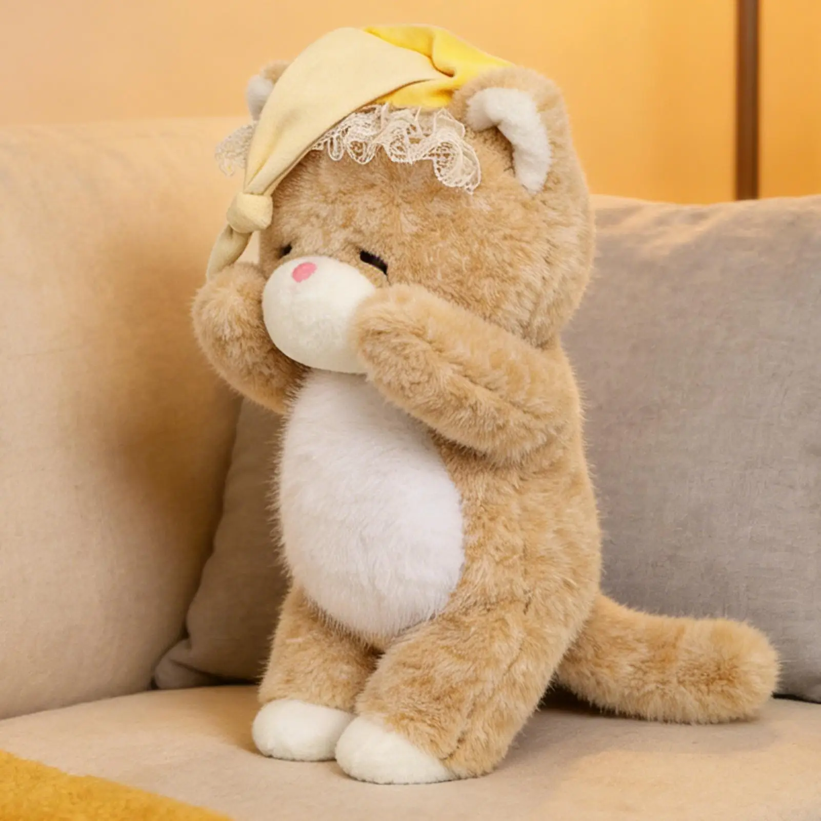 القطيفة 13.8 بوصة لينة لطيف نعسان لعبة القط للأطفال غرفة المعيشة غرفة نوم أريكة سرير كرسي السرير مكتب المنزل سيارة الديكور الاطفال #3