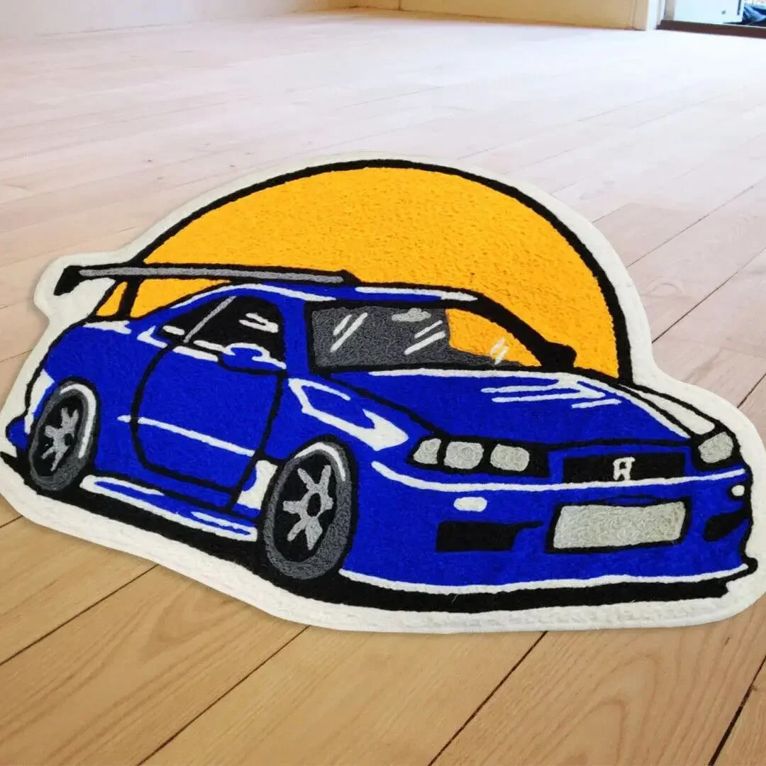 Modern Cool Trendy Racing Car Living Room Carpet Bedroom Home Abstract Anti-slip Mats Comfortable Large Area Easy Care Plush Rug