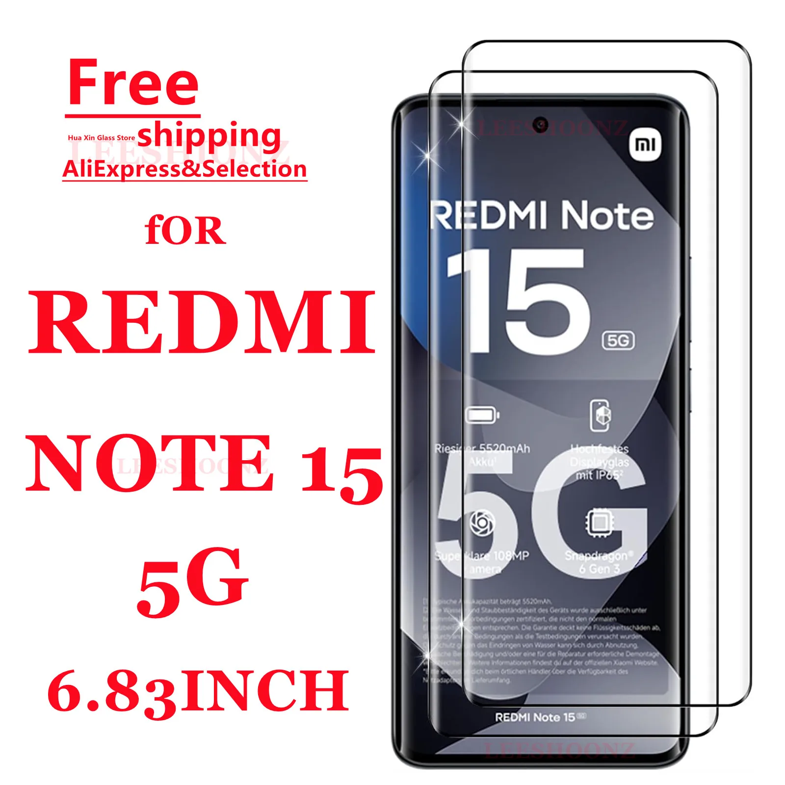 

1/4Pcs Tempered Glass Screen Protector for Redmi Note15 5G - Smartphone Protection Suitable for Redmi Note15 5G Series