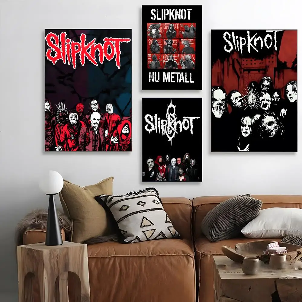 S-Slipknot Rock Roll Band Retro Poster Self-adhesive Art Waterproof Paper Sticker Coffee House Bar Room Wall Decor