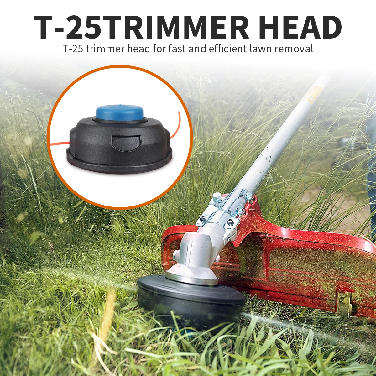 Grama Trimmer cabeça com Linha Nylon, Cortador de escova Trimmer, cortador de grama, Corda Trimmer, 25, T35, para bloquear, Husqvarna