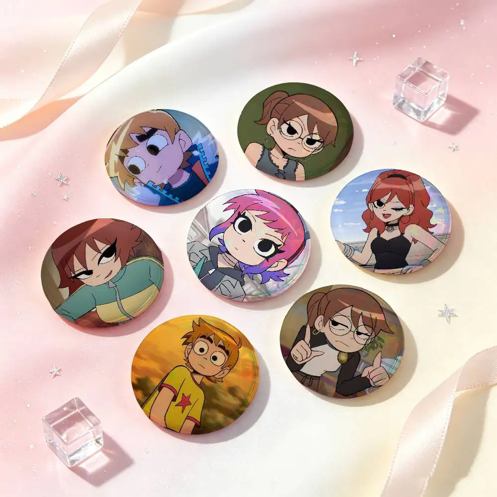 Scott Pilgrim Takes Off Cartoon Anime Badges Button Round Creative Pin Brooch Badge Bag Decor Accessories Fans Friends Gifts