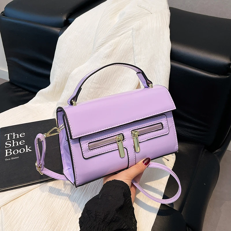 

Luxury Purple Handbag Classic Women Bag 2025 New Designer Shoulder Bag High Quality Solid Pu Leather Crossbody Small Square Bag