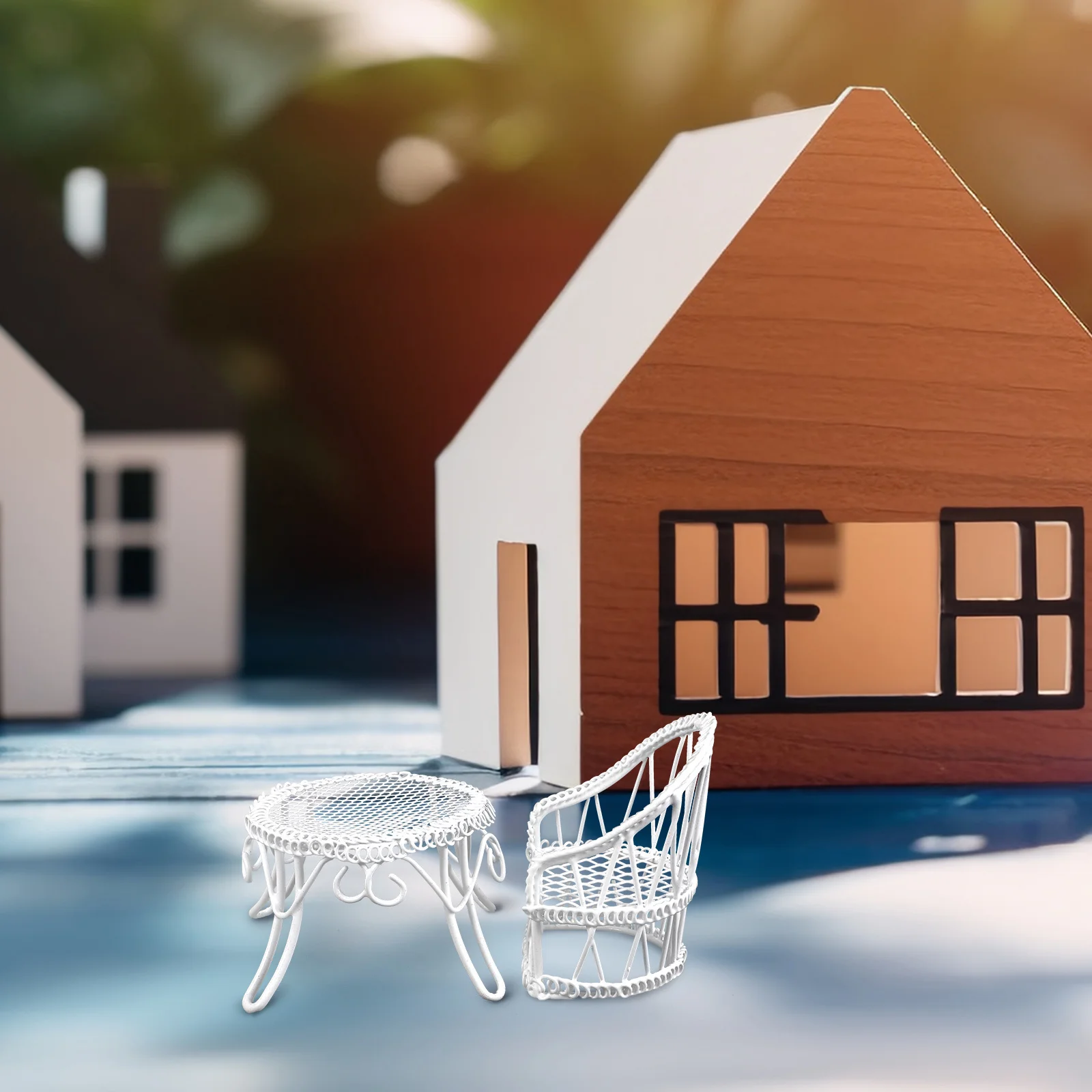 

1Set Miniature Garden Furniture Set Exquisite Small Table Chair Decorative Miniature Landscape Home Desktop Ornament Photography