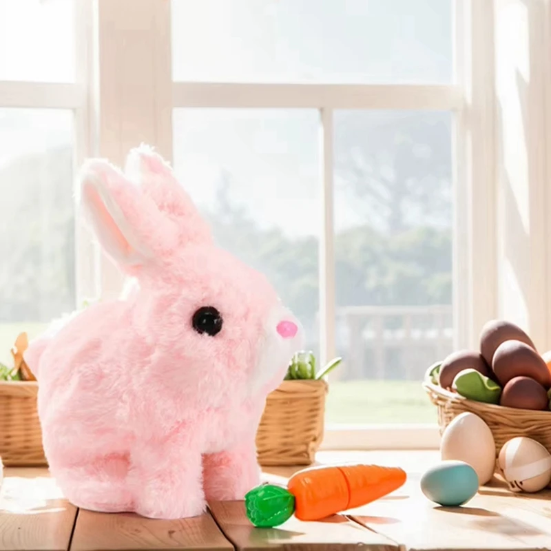 لعبة HW-elEaster القطيفة لعيد الفصح الإلكترونية التفاعلية يمكن للأرانب المشي والتحدث مع الأصوات والحركات للهدايا