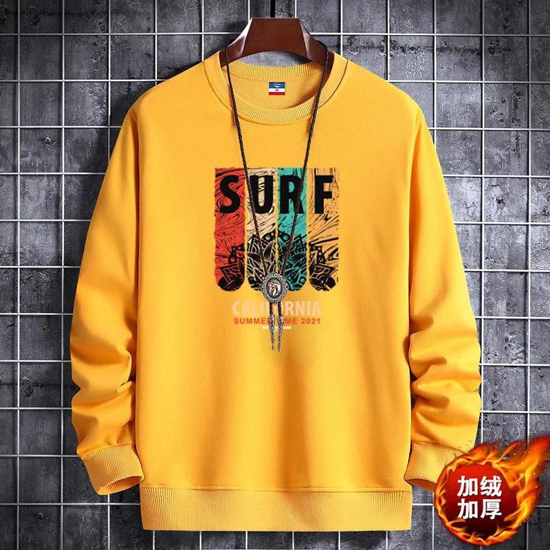 Spring and Autumn Men's Hoodie Sweatshirt Fashion Printed Round Neck Long Sleeve Brand Youth Student Sports Pullover Base Shirt