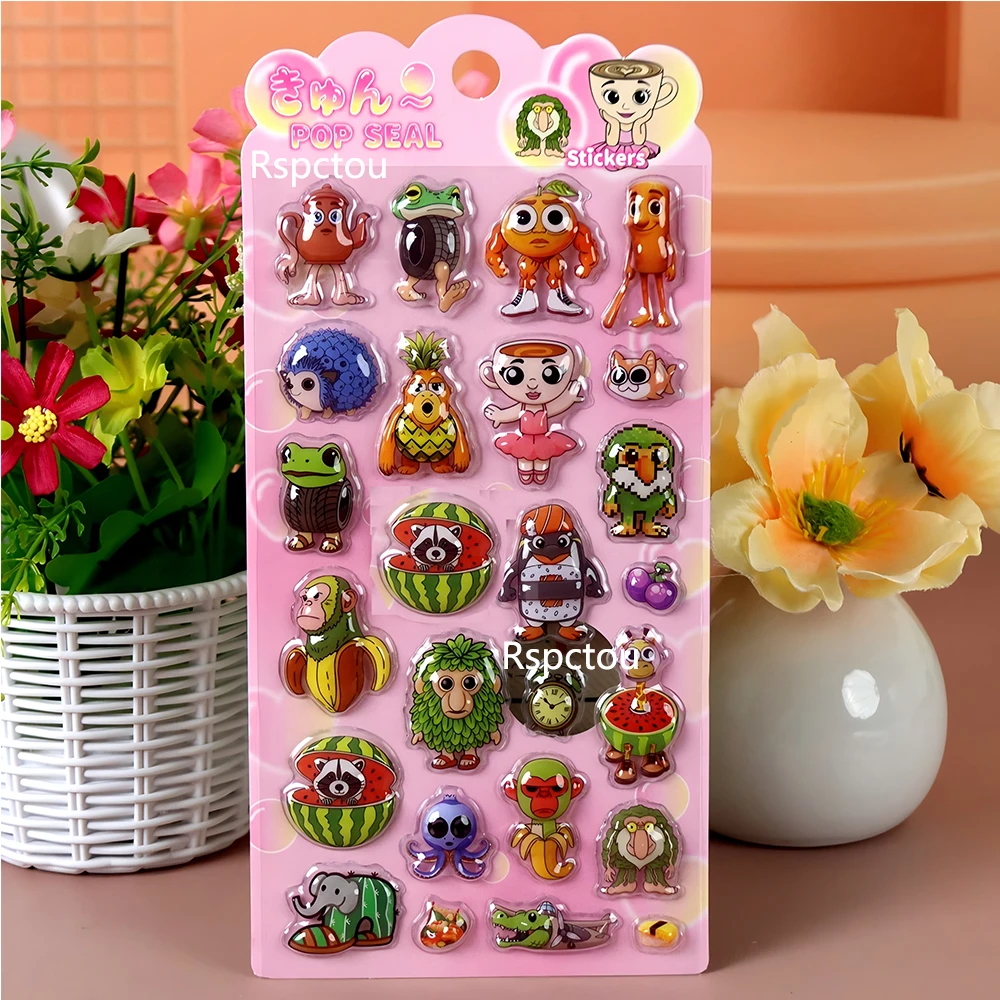 Italienische Brainrot 3D Relief Aufkleber Tung Tung Sahur Lustige Tier Blase Aufkleber Laptop Telefon Fahrrad Cartoon Dekoration Aufkleber