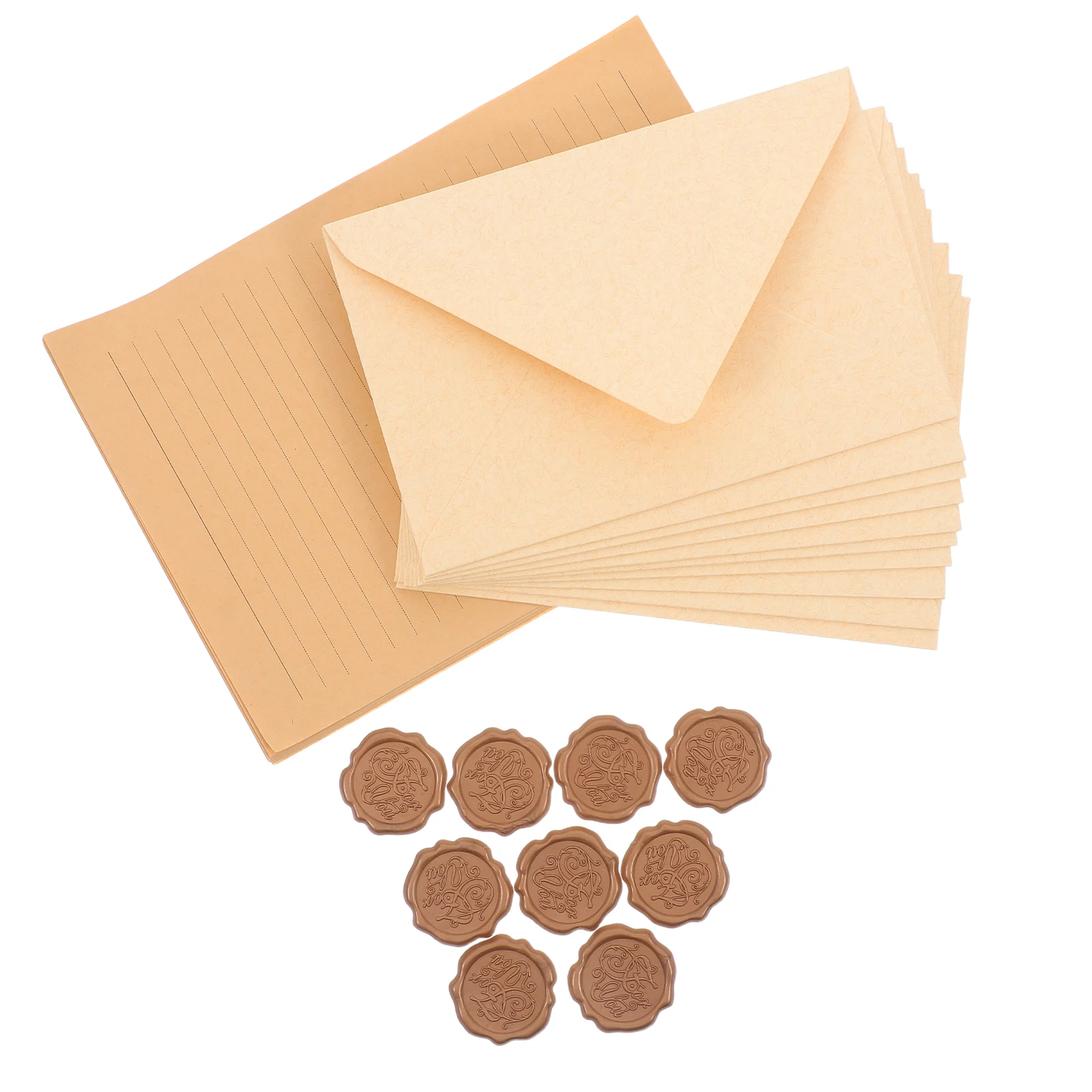 

1 set 1 Vintage Letter Writing Stationery Set With Wax Seal Kit Envelopes Lined Paper For Love Letters Weddings Business Events