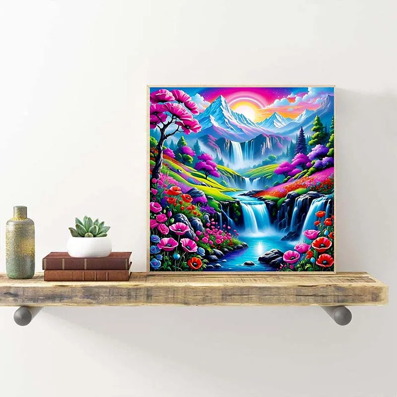 الماس التطريز مهيب الجبال المتتالية الشلالات المشهد كامل الماس التطريز الماس صور الفنون والحرف اليدوية #2