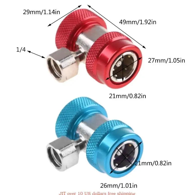 2 uds R134A adaptador alto/bajo acoplamiento rápido acondicionador refrigerante ajustable acoplador rápido L