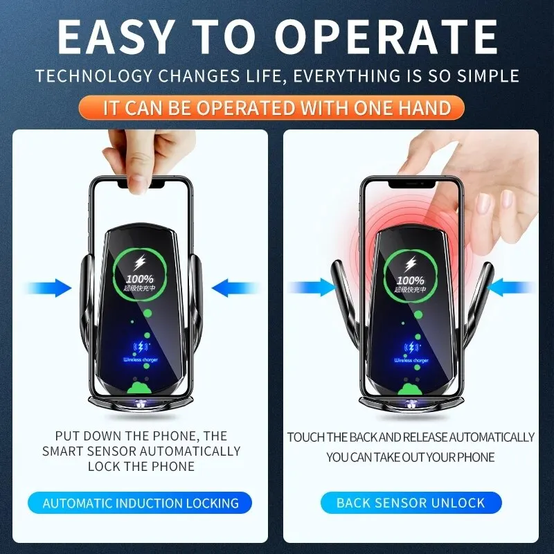 Car Wireless Charger Magnetic Auto Car Mount Phone Holder For iPhone Samsung Xiaomi Infrared Induction 15W Fast Charging Station