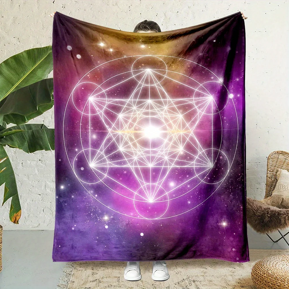 Metatron Cube Galaxy Print Throw Blanket Four Seasons Universal Office Home Gift