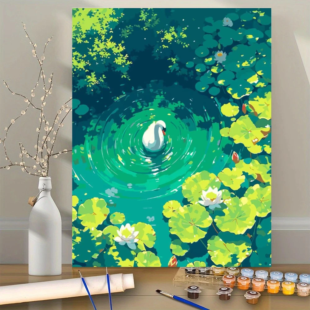 Pittura acrilica con numeri: Piante, fiori e paesaggi - Kit pittura a olio per camera da letto, quadro artistico da parete per adulti, regalo dipinto a mano