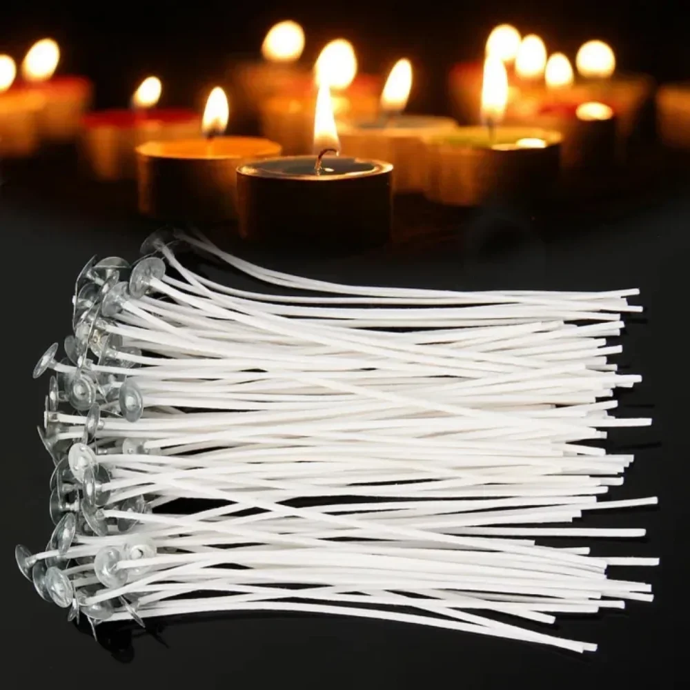 100pcs DIY Candle Wicks Smokeless Wax Pure Candle Sustainers Cotton Core Wicks for Kerosene Lamp Wax Line 2.6/8/10/12/14/20 Cm