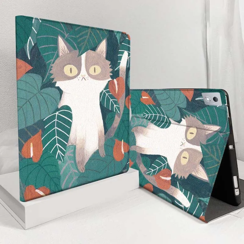 

Art Illustration Cat Pattern Case For Lenovo Pad Legion Xiaoxin Tab Y700 K10 M10 P11 3rd Pro GT Plus Gen 5G Tablet