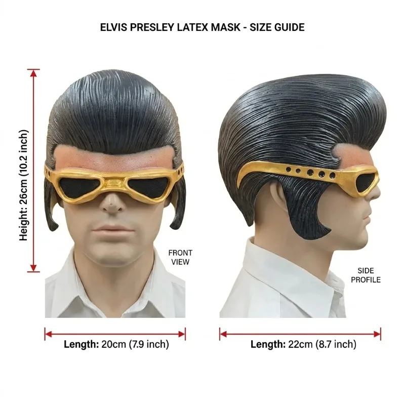 Realistic Half Face Elvis Latex Mask - Retro Style Costume Prop For Stage Performances, Halloween Events