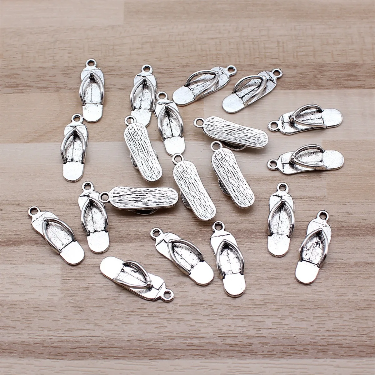 IFOCUS 20pcs/Lot Slippers Charms For DIY Jewelry Making Zinc Alloy 21x7mm/0.83x0.28inch