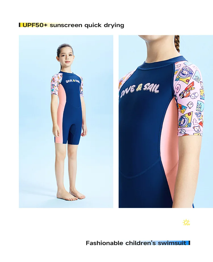Kinder Kurzarm Wasserdicht Surfen Strand Schnelltrocknende Badebekleidung UPF50+UV-Schutz Einteiliger Sportschutz Schwimmen Rash Guard