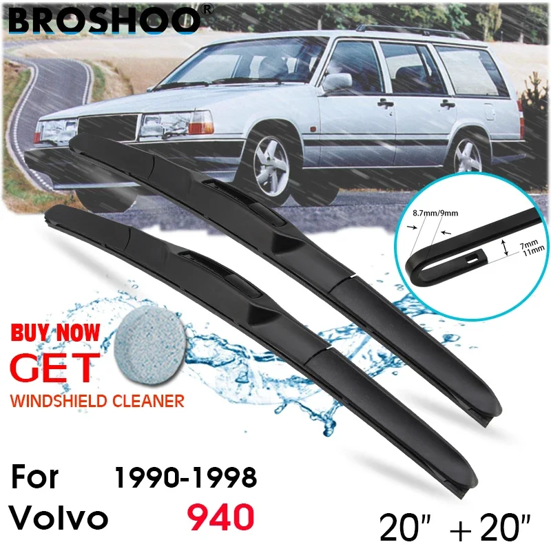 

Car Wiper Blade Front Window Windscreen Windshield Wipers Blades 20"+20" For Volvo 940 1990-1998 Fit U hook Auto Accessories