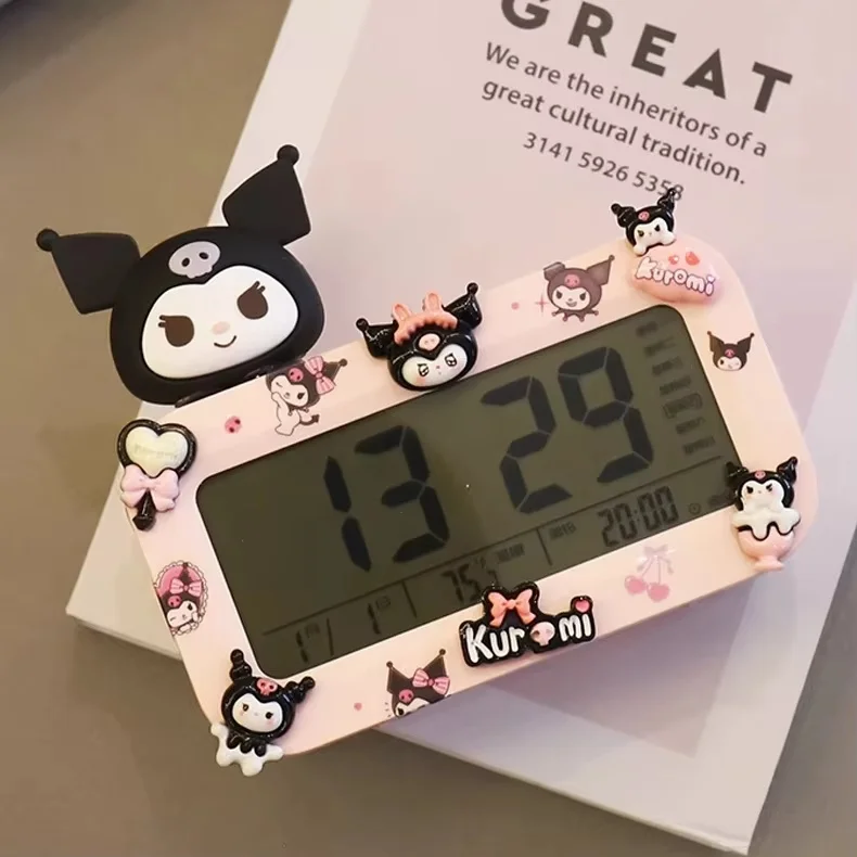 New Sanrio Cute Alarm Clock Kuromi Anime Rechargeable Type Noctilucent Alarms Clocks Melody Dormitory Clocks Desktop Decoration