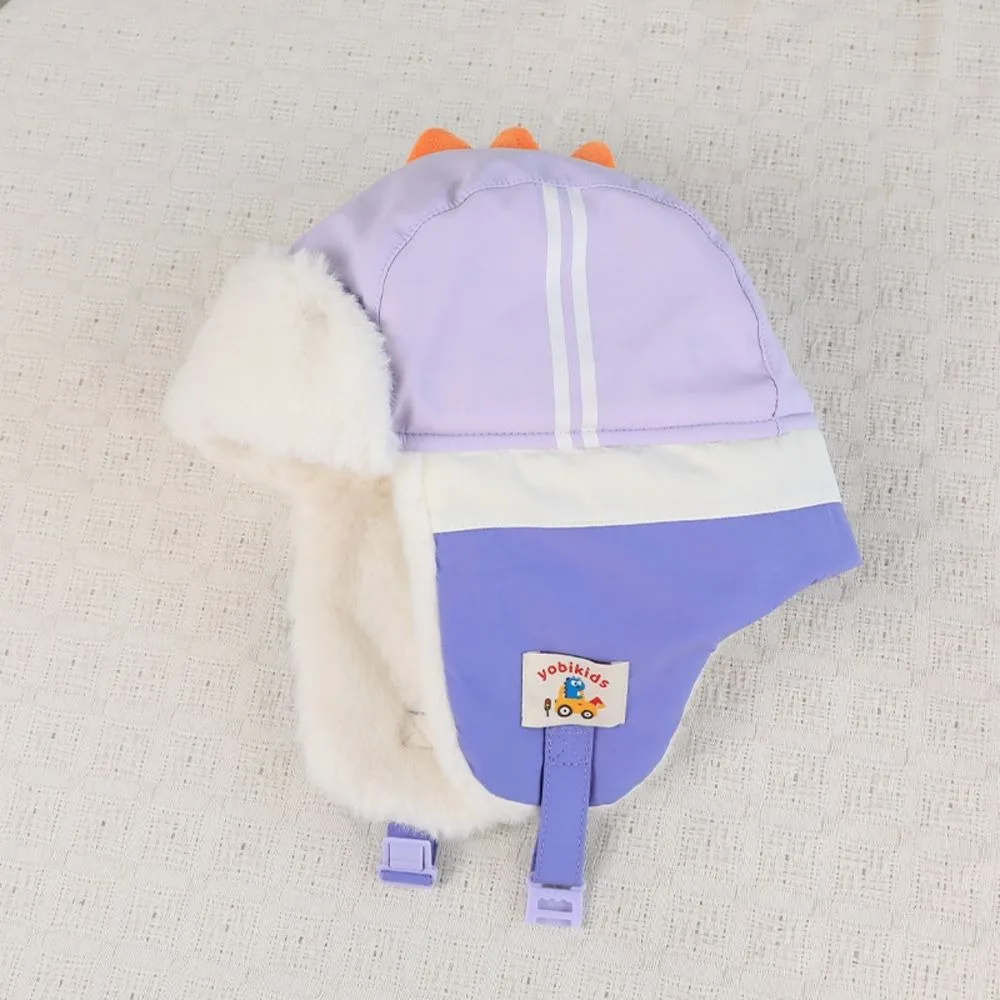 Cute Polyester Cartoon Trapper Hat Ear Protection Warm Dinosaur Winter Hat Thick 49-55CM Kids Earflap Hat Aged 4-10 Years