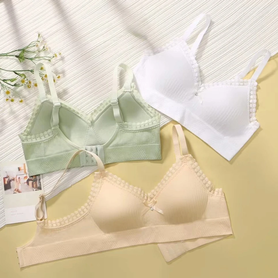 

Милый бюстгальтер с бантом, беспроводное кружево U-образной формы, красивые бюстгальтеры пуш-ап для девочек, женское тонкое стильное нижнее белье с небольшой грудью