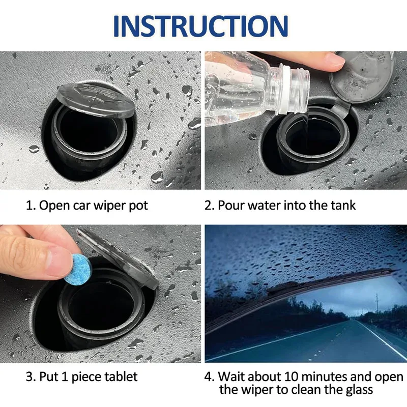 10/20/30/40/50/100pcs Car Windshield Glass Solid Cleaner Windscreen Wiper Effervescent Tablets Toilet Cleaning Car Accessories view 5