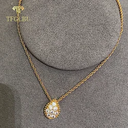 TFGLBU Trendy 2.5mm Full Moissanite Necklace for Women 18k Plated Lab Diamond Wedding Birthday Gift S925 Sterling Silver Jewelry