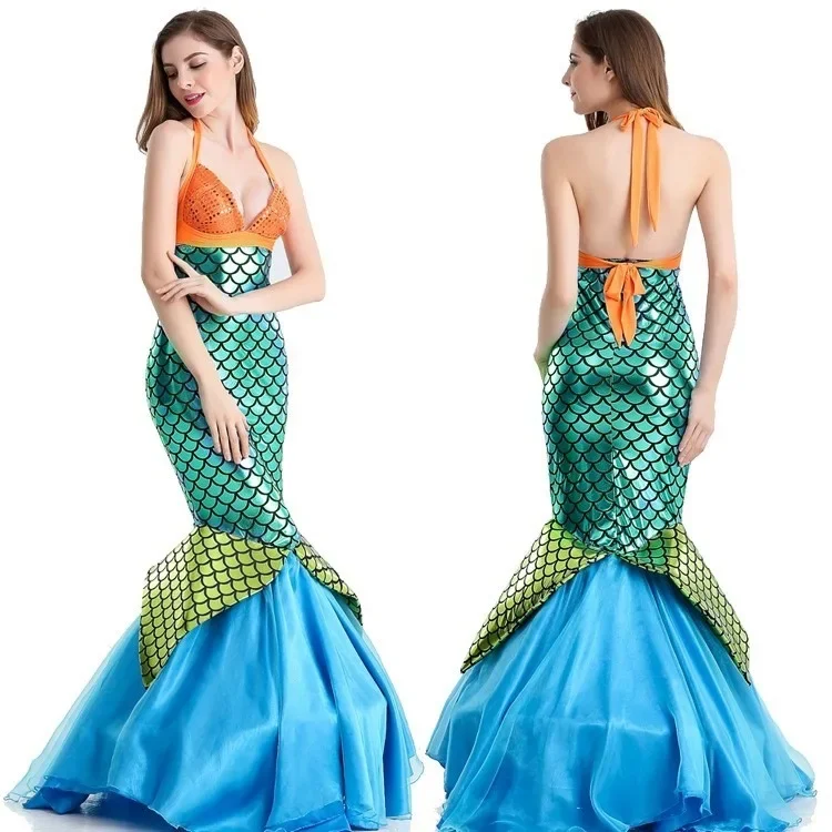 Sweet and Fresh Halloween Costume Adult Mermaid Sequin Princess Dress Fishtail Costume Mermaid Dress Anime Cosplay Costumes