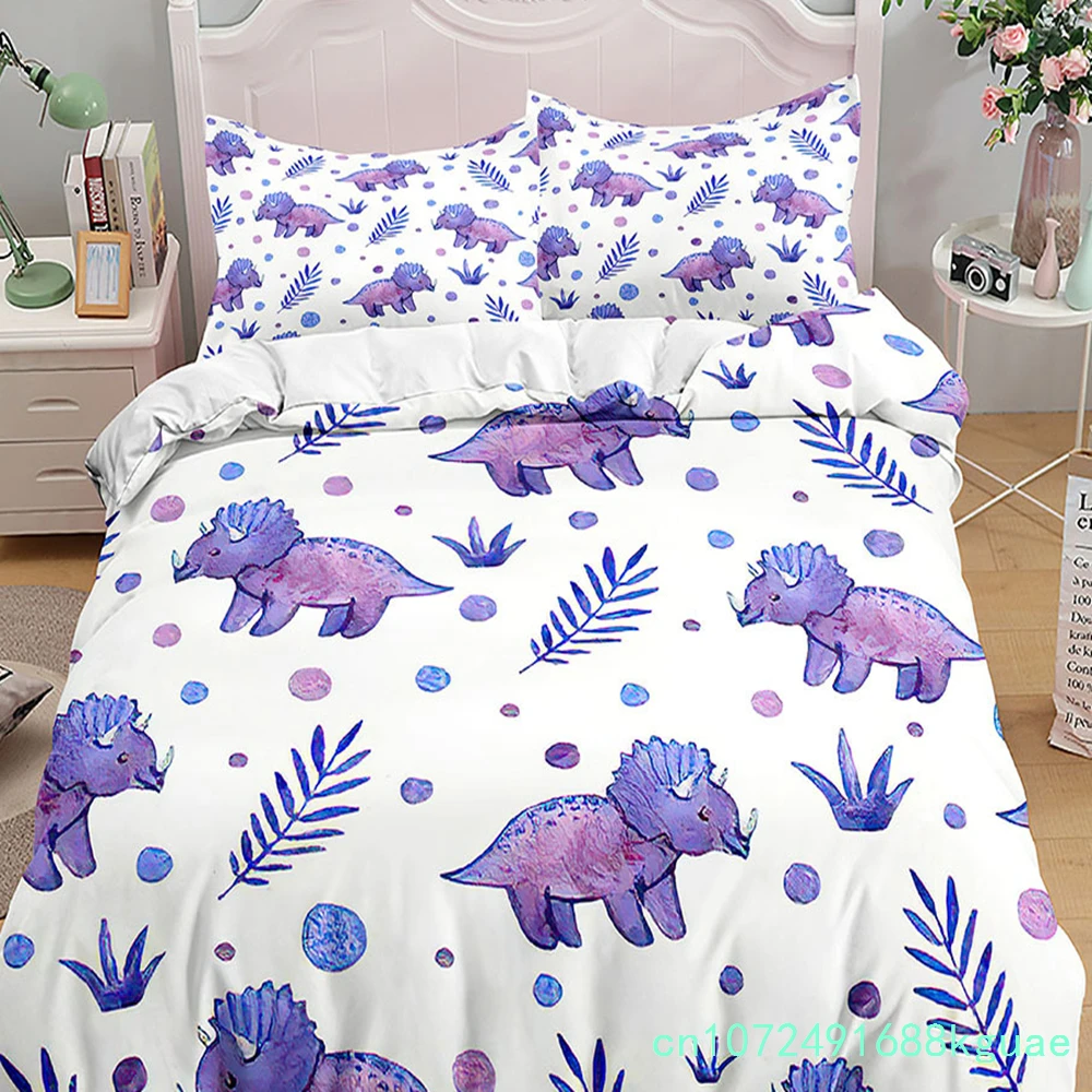 3D Digital Printing Three -Piece Cute Cartoon Dinosaur Quilt Bedding Supplies