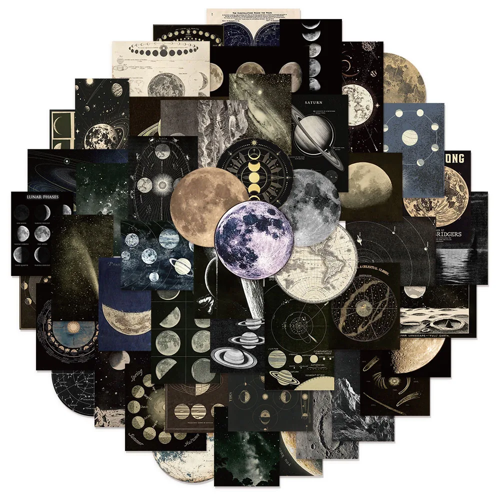 50PCS Retro Celestial Graffiti Stickers DIY Luggage Skateboard Water Cup Laptop Waterproof Stickers