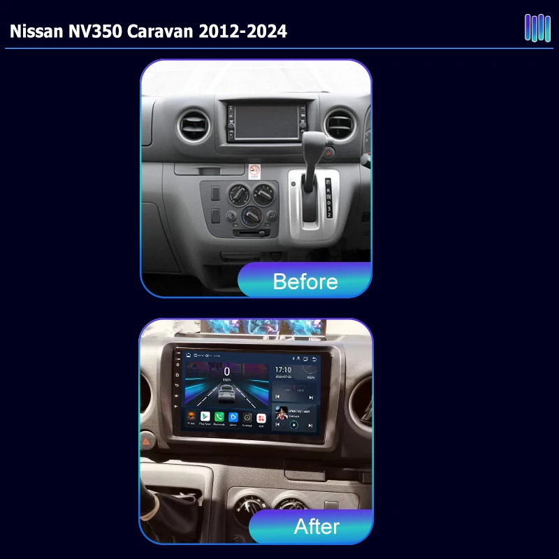 roadivox Android AI VOICE  car radio stereo GPS Navigation video for Nissan NV350 Caravan 2012 2024 Multimedia Player tape