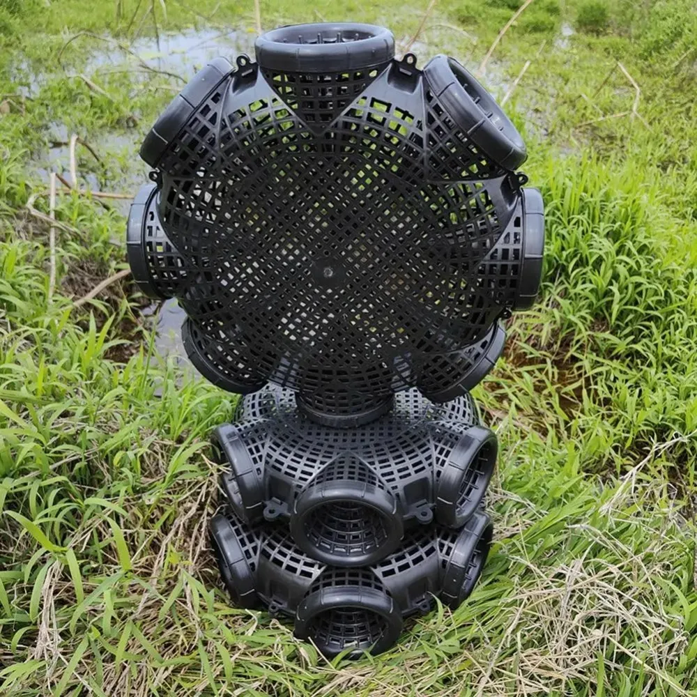 Fishing Pot 3/6/8 Holes Black Fish Net Cage Durable Easy To Install Loach Trap Multifunctional Plastic Fishing Traps Mixed Fish