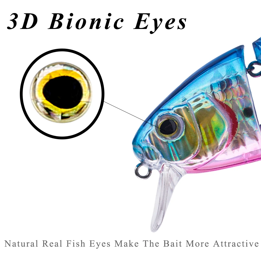 Chans Huang 7,5 cm 10,2g/2,95 Zoll 0,36 Unzen schwimmender Vib Swimbait 2 Gelenke Bass Barsch Forelle Angeln lockt künstlichen Segment Köder – Detail 5