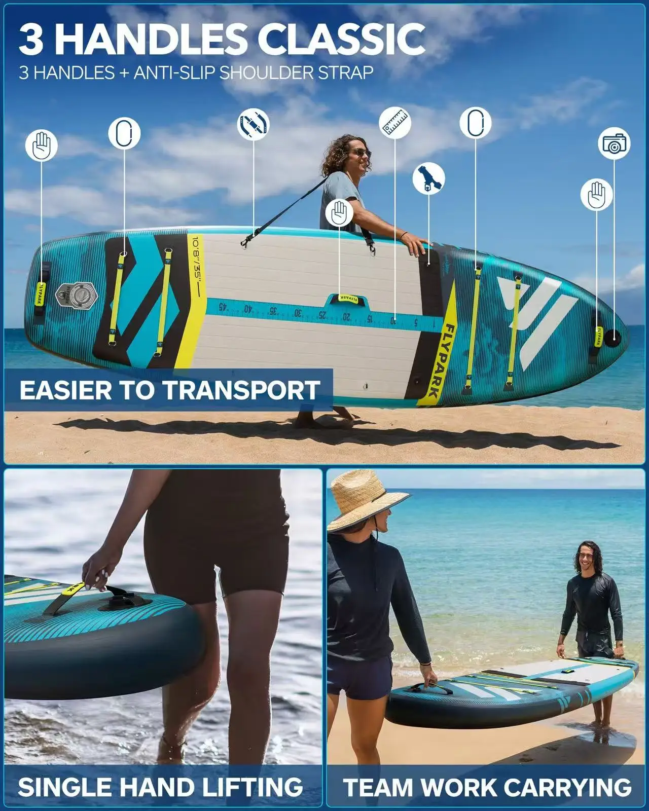 SUP Aufblasbares Paddleboard im Ocean Explorer-Stil, Outdoor-Wasserstation-Board, 11 Fuß, 325 * 89 * 15 cm, ultrabreites Design, geeignet für Familienreisen, Wasseryoga, Fitness, Angeln und Seen. Wird mit einem vollständigen Zubehörset geliefert, einschließlich Sitze und Paddel. – Detail 6
