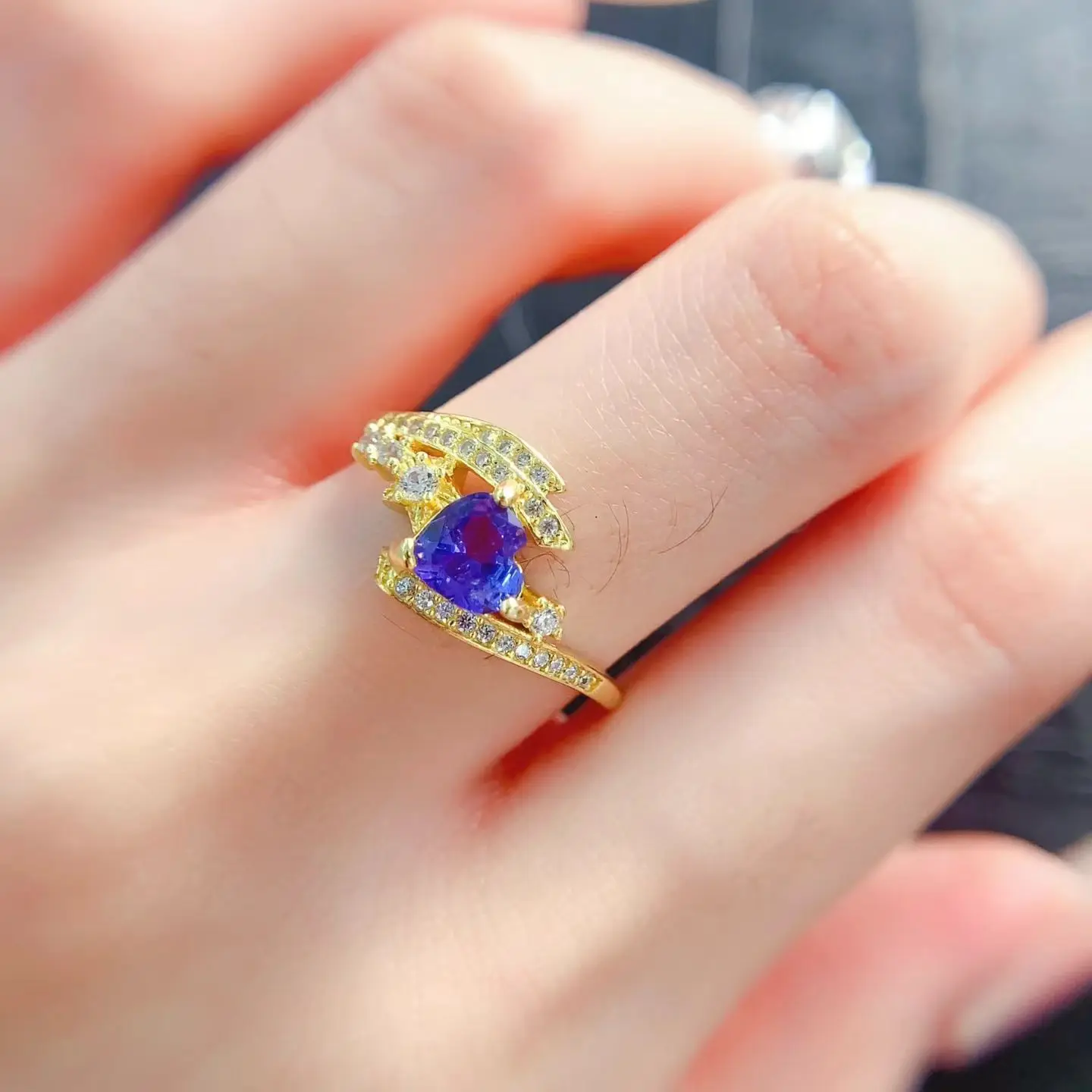 Genuine Tanzanite Engagement Ring 925 Silver Ring 6mm Natural Tanzania Tanzanite Jewelry with Certificate