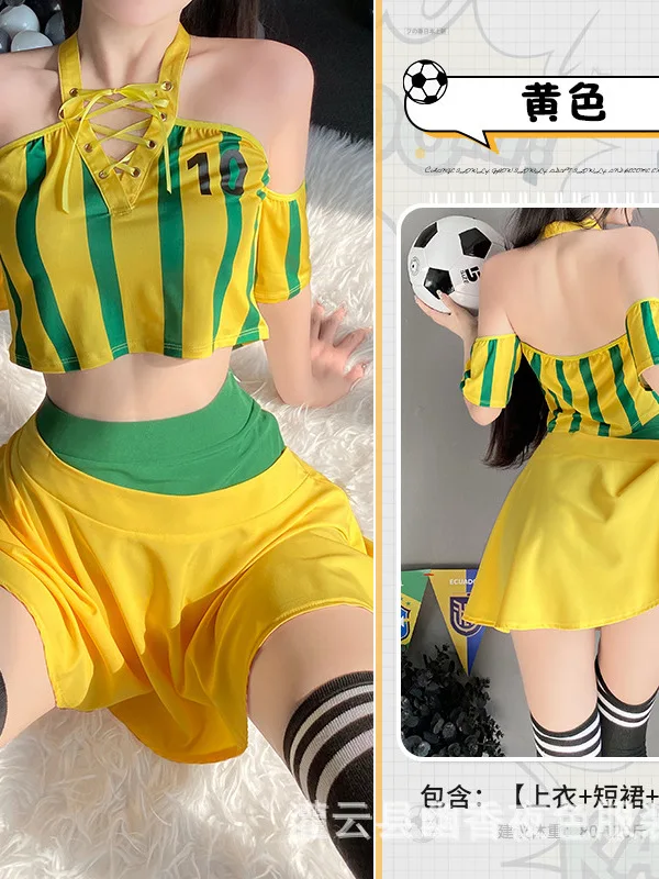 Cute Cosplay Cheerleading World Cup Football Baby Set Dynamic JK Short Skirt Uniform  cute two piece outfits for women summer 6D