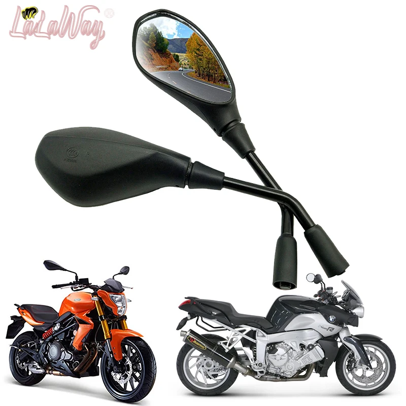 

10mm Universal Motorcycle Side Mirror Rear View Convex Mirrors Black Retrovisor MOTO FOR Benelli tnt 300 BMW k1200r Honda x4