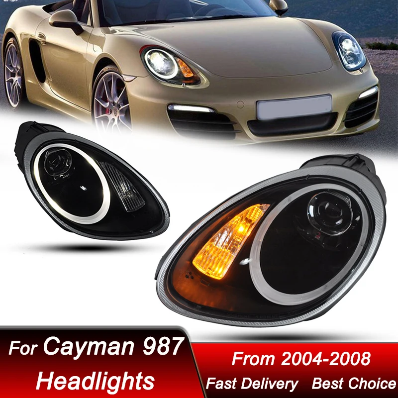 

Поп-автомобильные фары для Porsche 987 Cayman 987.1 Boxster 2004-2008, новые полностью светодиодные автомобильные фары в сборе, аксессуары для линз проектора