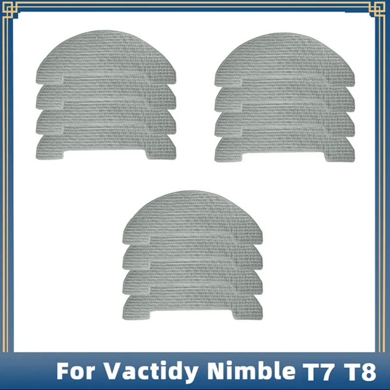 12 PCS Mop Cloth Replacement Parts Gray For Vactidy Nimble T7 T8 Robot Vacuum Cleaner Washable Mop Pad Accessories