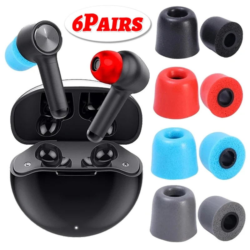 6-1Pairs Soft Memory Foam Earphone Tip Noise Isolating Comfortble Memory Foam Ear Pads Tips Earbuds In-Earphone 4.5mm Universal