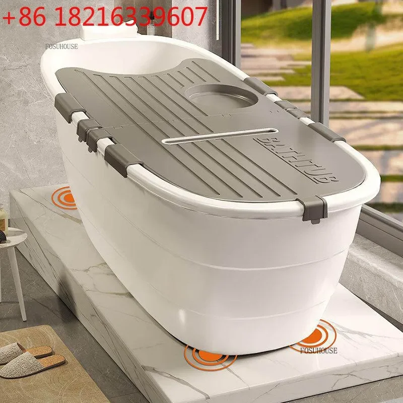 YAO Household Thickened Bathtubs for Adults Full Body Bathing Plastic Bathtubs Light Luxury Unique Fumigation Tubs for Bathroom