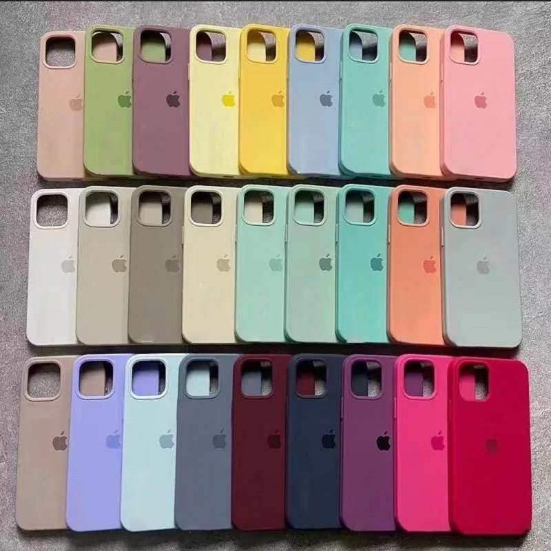 

Official Original Apple Silicone Cases For iPhone 13 16 14 15 12 Pro Max Full Protector Full Apple Logo Phone Cover With Box
