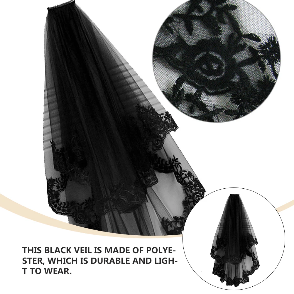 

Black Short Women Halloween Bride Headdress Wedding Party Accessory Durable Comb Fixed Hair Tool