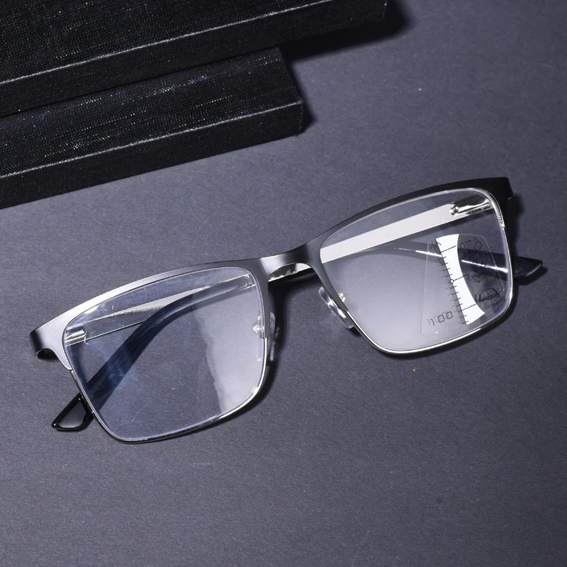 Black Frame Progressive Multifocal Reading Glasses For Men Anti-blue Light Far Sight Glasses Men Oversize Frame Presbyopia Glass