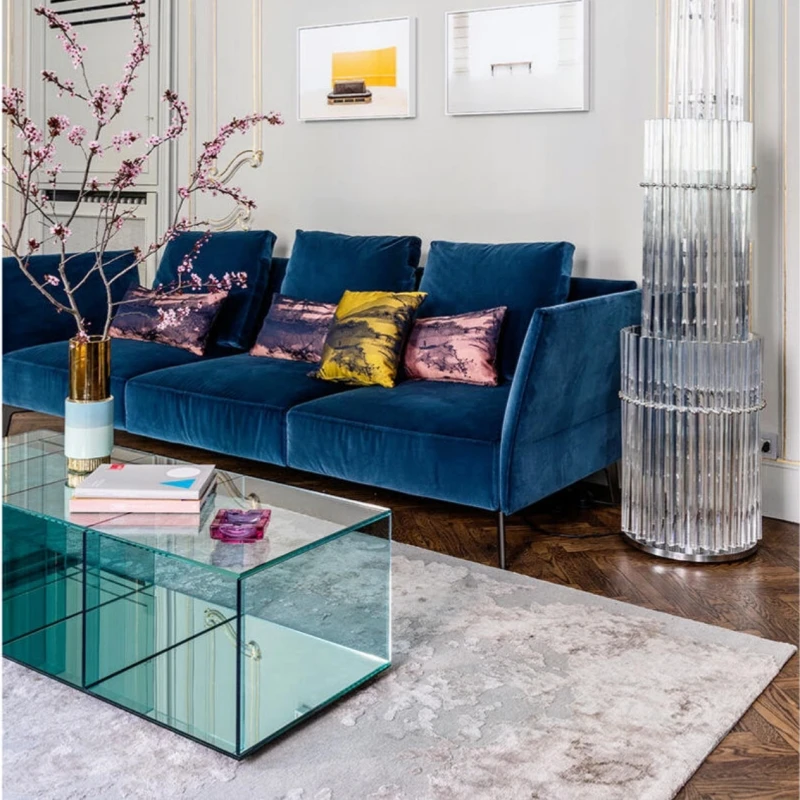 Italian modern coffee table creative minimalist designer high-end small apartment living room rectangular glass low table