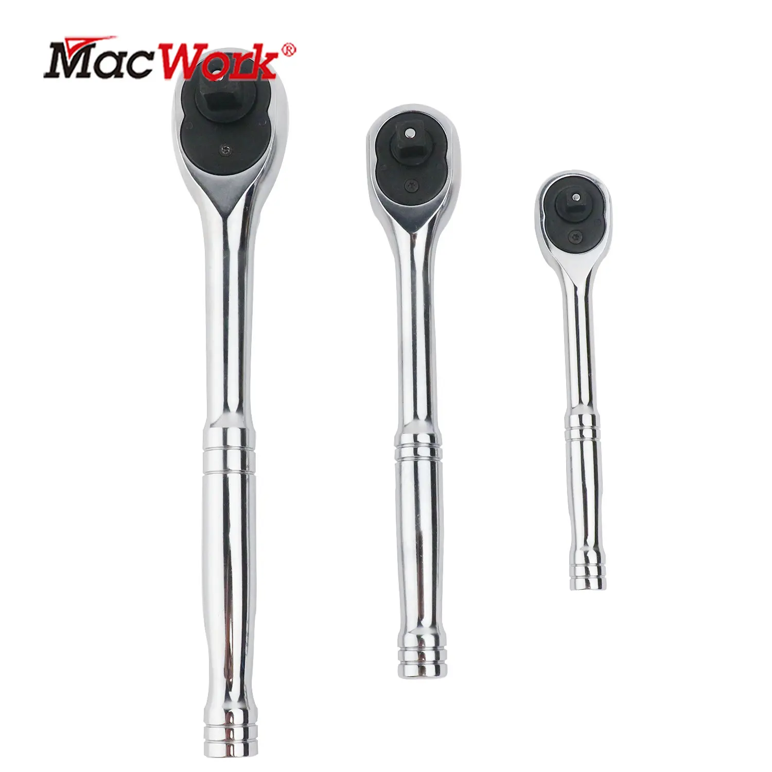 3 Pcs 100 Teeth Ratchet Handle Quick Release Narrow Place Using  1/4“ 3/8” and 1/2“ Drive