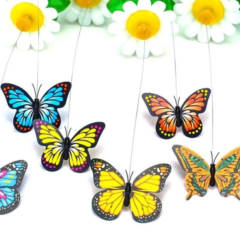 1Pc Random color  Pet Kitten Electric Rotating Butterfly/Bird Flower Cat Teaser Steel Wire Toy