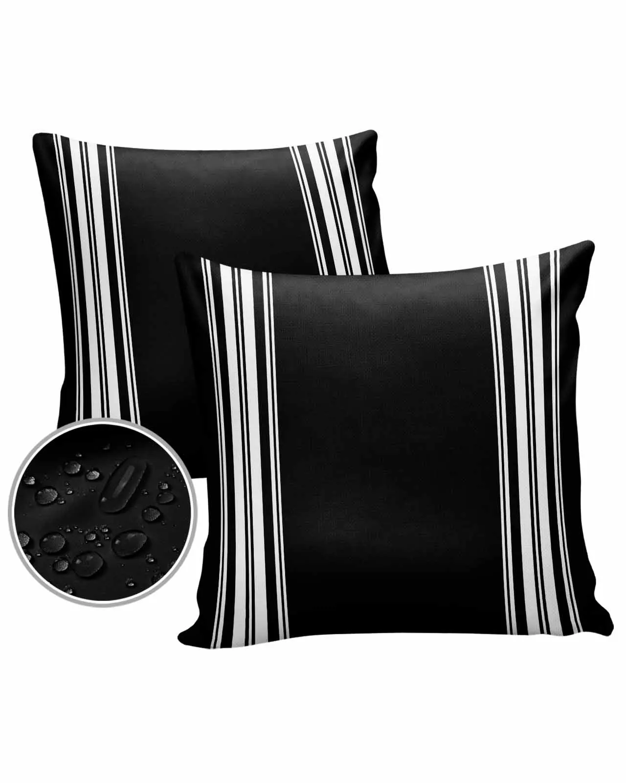 Black Stripes Country Farmhouse Waterproof Pillowcase Set Car Cushion Cover Home Sofa Office Decorative Pillowcase Cover